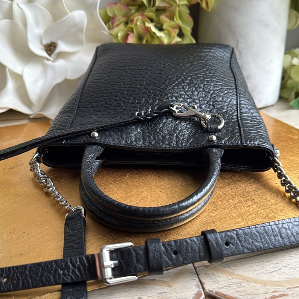 Rebecca Minkoff Chain Top Handle Tote in Pebbled Black Leather - Picture 8 of 16